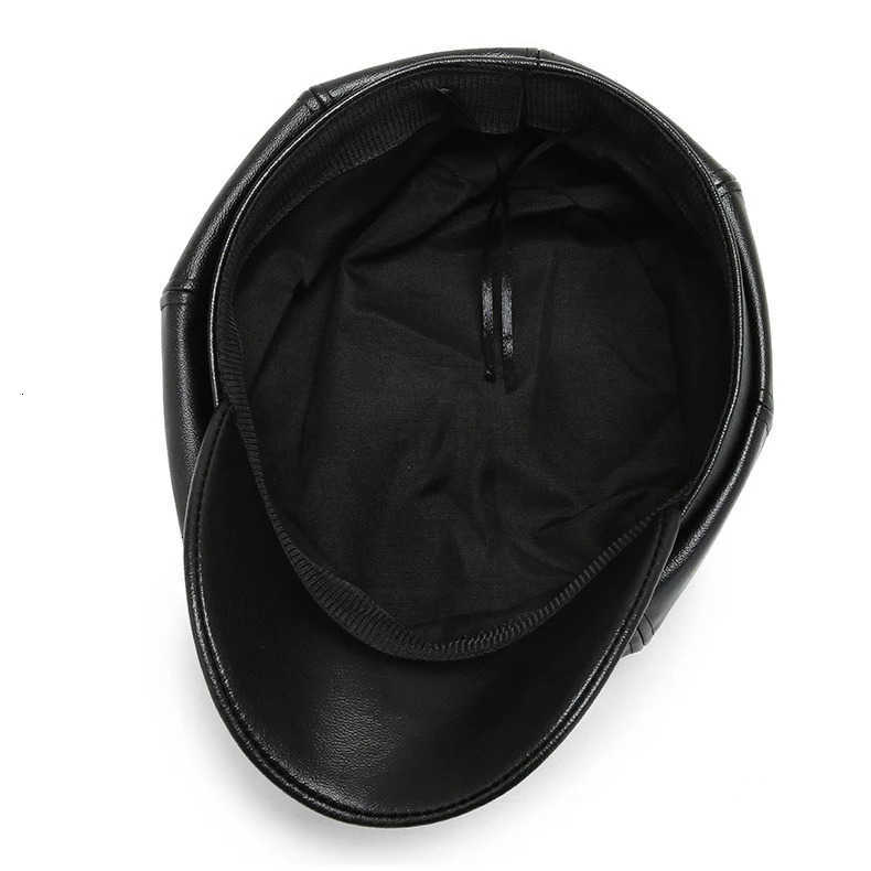 Women Men PU Leather Berets Hat Retro British Solid Beret Baseball Cap Outdoor Sun Hat Winter Warm Octagonal Hats Newsboy Caps U250928