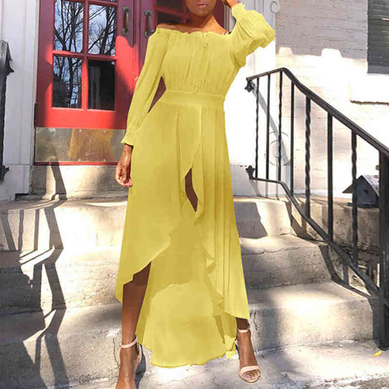 Elegant Summer Beach Off Shoulder Maxi Dress Women Sexy Loose Holiday Boho Long Dresses Solid Asymmetrical Sundress Vestidos 210521