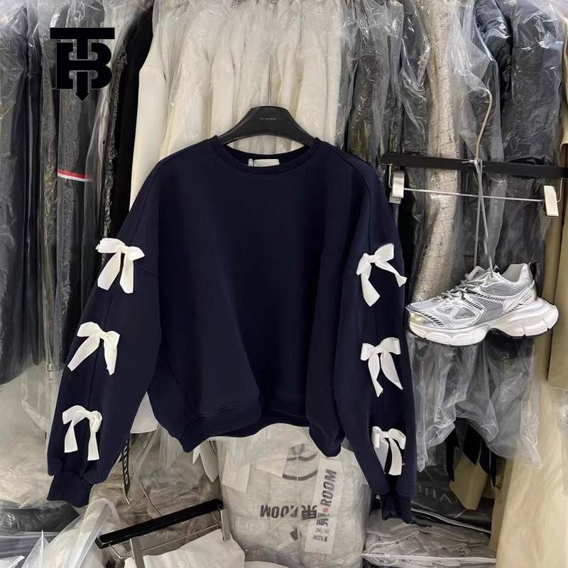 TB BHULAMTE Free Shipping New Designer Clothing South Korea 2025 Autumn Design Sense Fashionable Loose Multi-functional Bow Round Neck Long Sleeved Wo