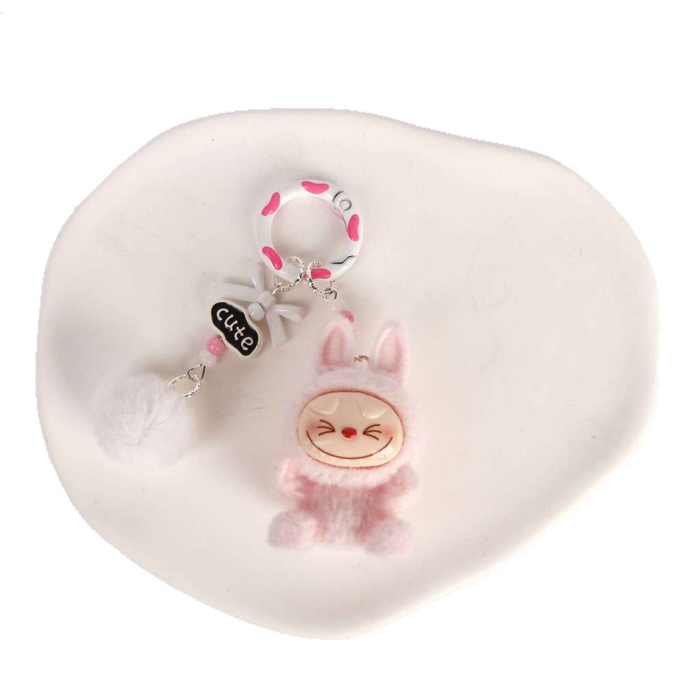 King Labubu Cute Sitting Plush Keychain Bag Car Decoration Pendant Phone Chain Small Gift