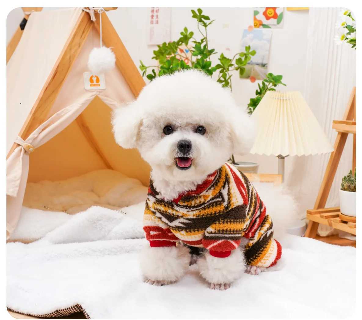 Vintage Bohemian Pet Apparel Plush 4Leg Dog Cat Costume Cozy Winter Animal Jumpsuit with Retro Style X250928