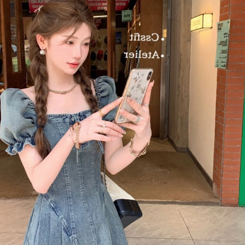 HM120 New retro short A-line skirt with slim waist