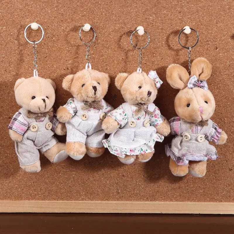Little BearRabbit Plush Doll Keychain Pendant Stuffed Doll Keyring Couple Bag Pendant Backpack Decoration Kids Birthday GiftXJ250928