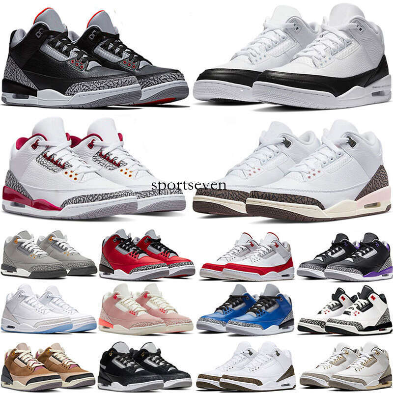 Designer 3 Basketball Shoes Men Women 3S Lucky Green Pine Black White Cement Reimagined True Racer Blue Fire Red Court Purple Knicks Trainers Sports Sneakers