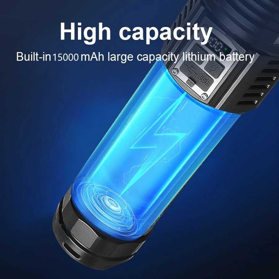 1000000LM Most Powerful LED Flashlight Rechargeable Typec Flashlight Long Range 6000M Tactical Torch Light For Fishing Hunting D250928