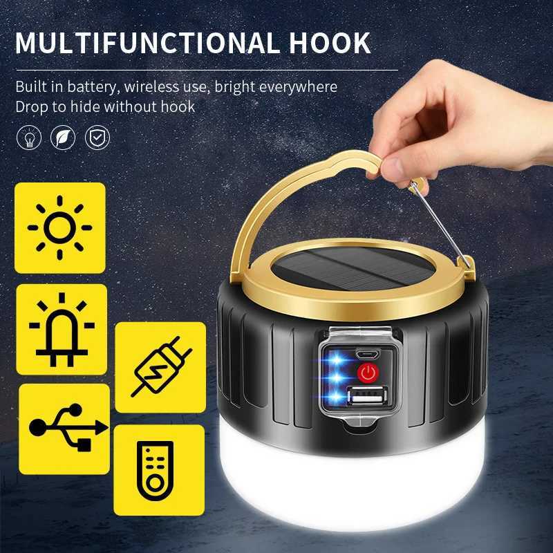 Outdoor Solar Light LED Lamp Rechargeable Bulbs Emergency Light Hook Up Camping Fishing Portable Lantern Lights C250928