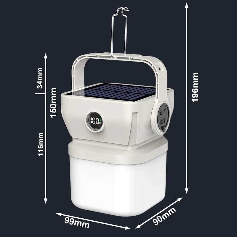 Portable Led Camping Flashlight Rechargeable Led Camping Solar Rechargeable Lantern Waterproof Outdoor Supplies Lightweight Tent C250928