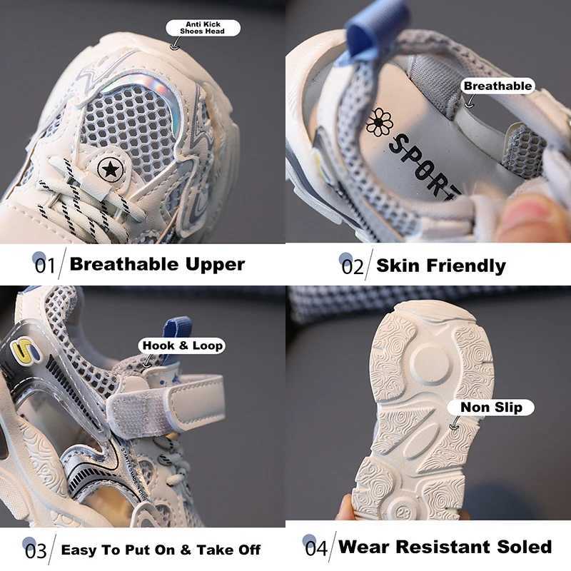 Oulylan 2025 Summer Beach Shoes Boys Girls Fashion Sports Sandals Classic Cut-outs Sneakers Casual Mesh Breathable Sandal Z250723-1