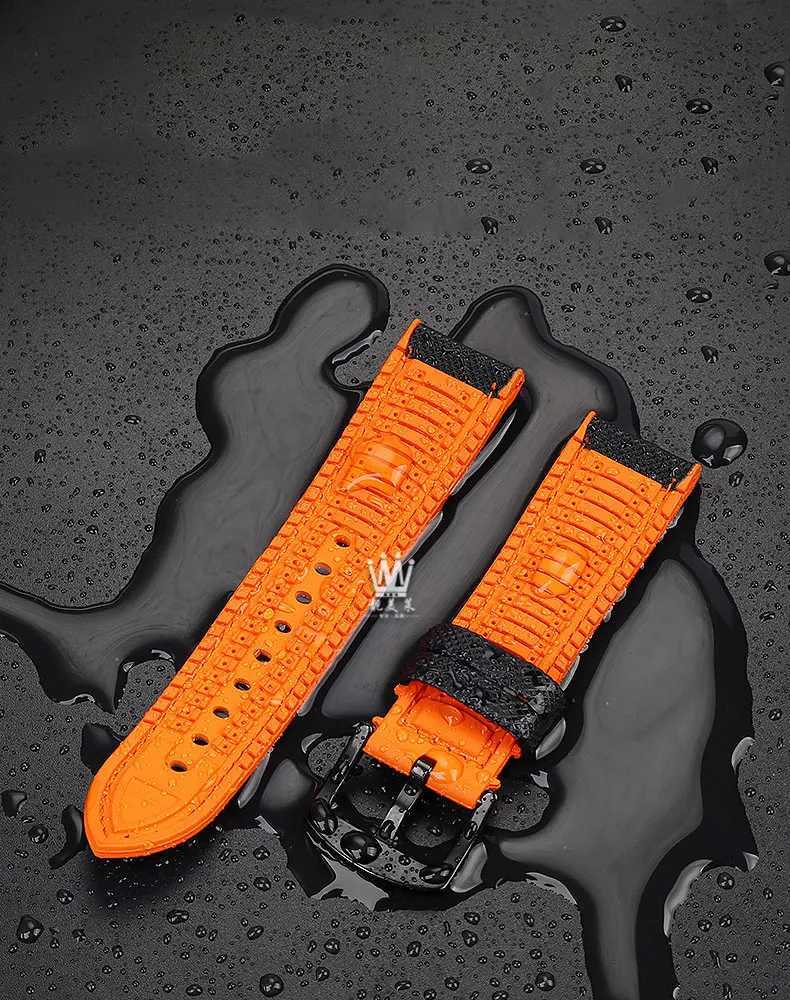 CaRBon fiber rubber WATCHband 19 20mm 21mm 22mm 23 24mm fo strAP wristband accESSories W250928