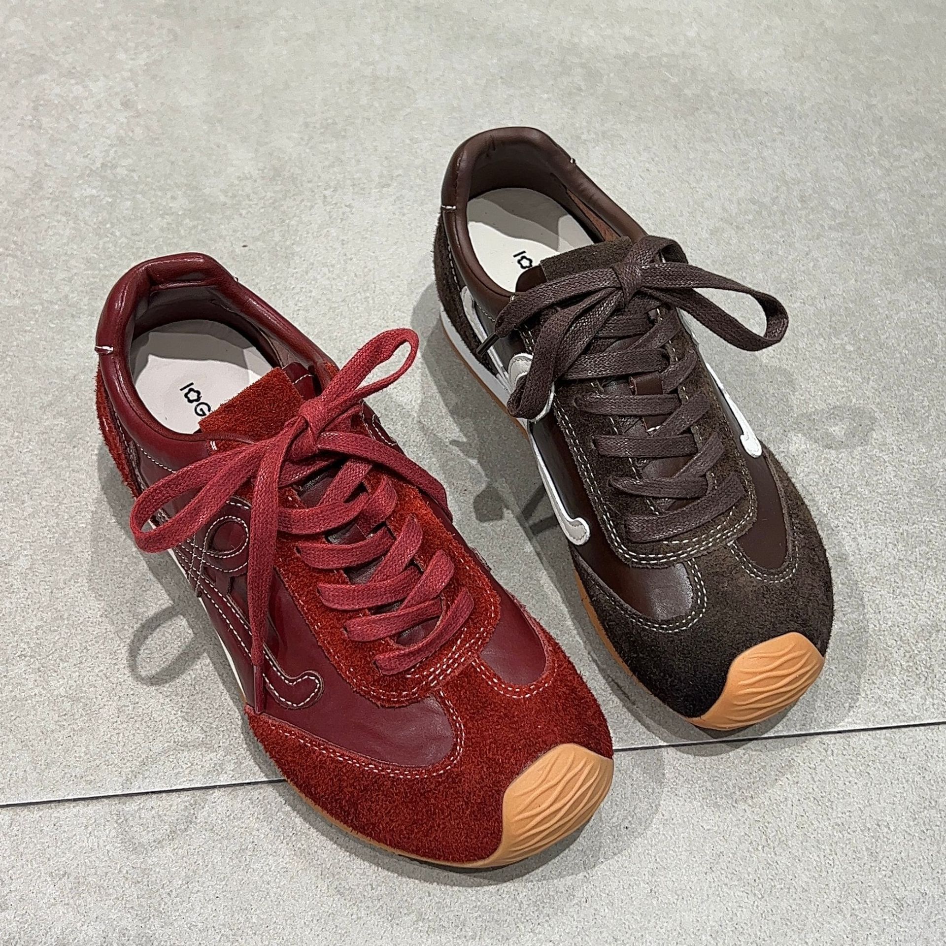 2025 new designer comfortable cowhide sports running dad shoes with invisible height increase