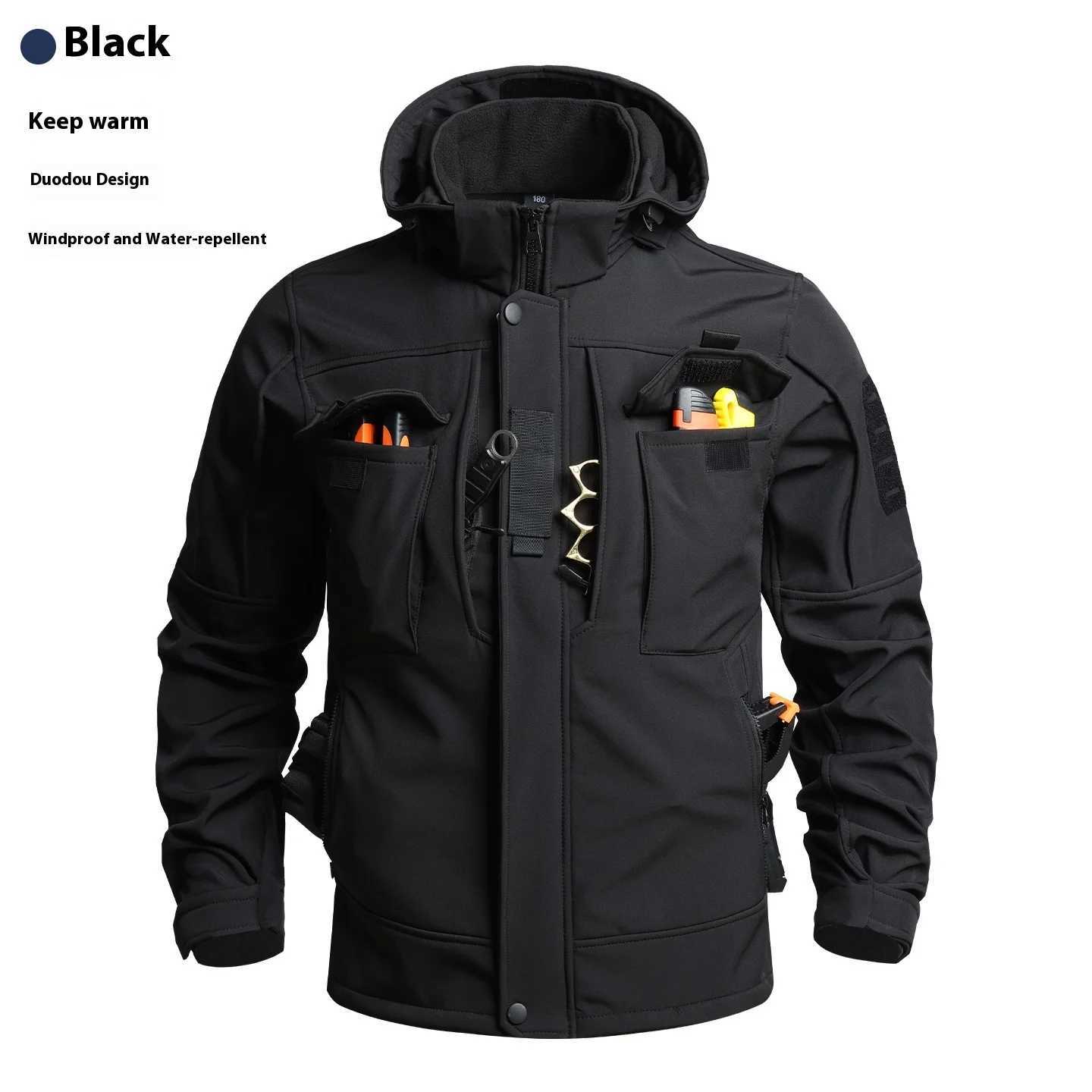 Mens Tactical Soft Shell Jacket Pants Set Waterproof Windproof Winter Fleece Lined Work Suit Outdoor Sports W250928