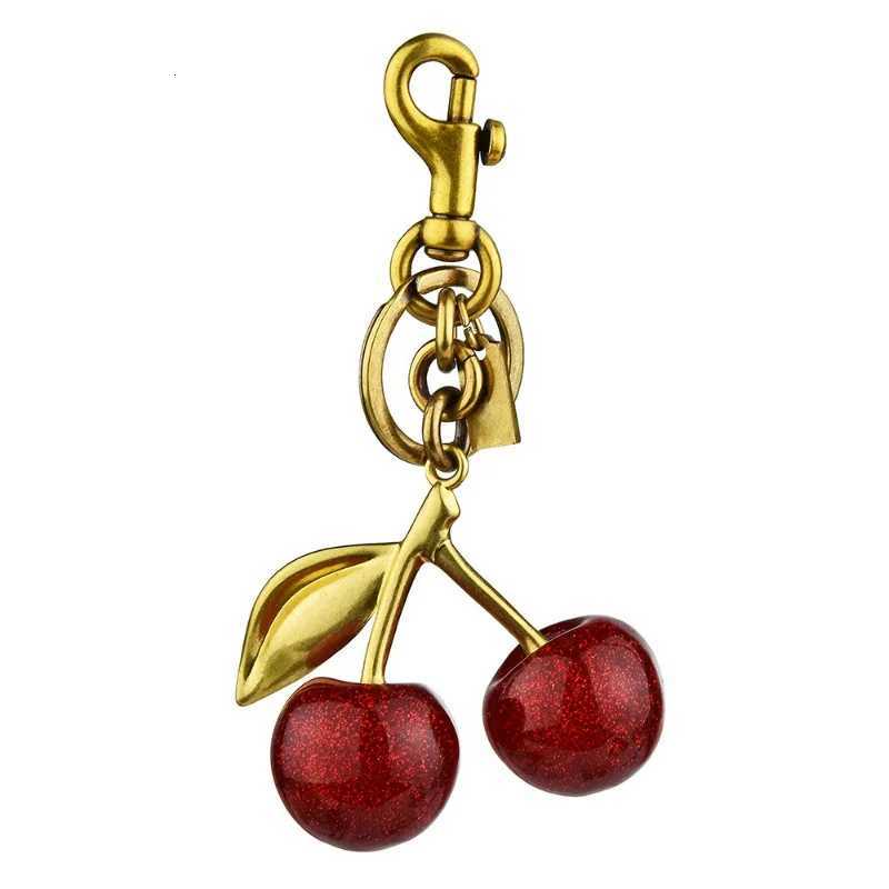 Luxury Fashion Red Cherry Keychain Fruits Cherries Pendant Keyring Women Men Jewelry Bag Accessories Gift Cute Keychain Y250929as