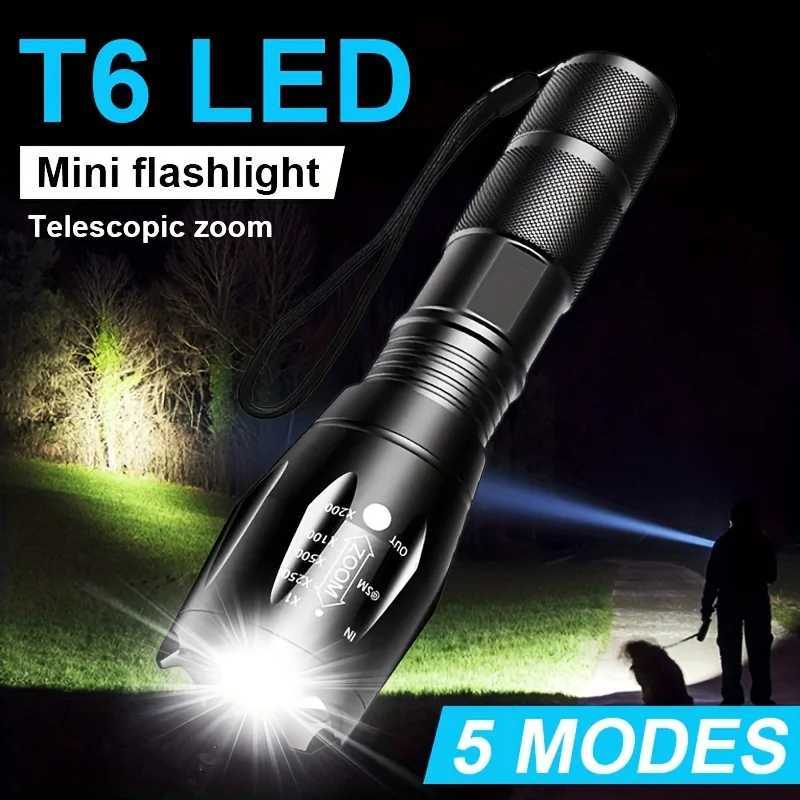 High Power LED Flashlights Self Denfense Tactical Torch Powerful Aluminum Alloy Flashlight Waterproof Zoom Outdoor With 5 Modes D250928