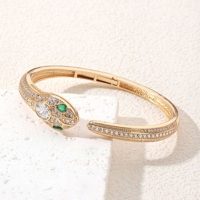 Designer Luxury bangle jewelry for women Serpentine Rose Flower Bracelet alloy plated with 18K gold Zircon Exquisite High-end and Festival Holiday gif