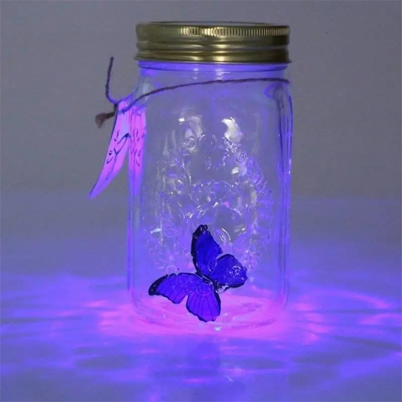 Unique Magic Flying Butterfly Jar LED Lamp Glass Mason Jar Simulation Animated Butterfly Fly Insect Collecting Bottle Home Decor 240719