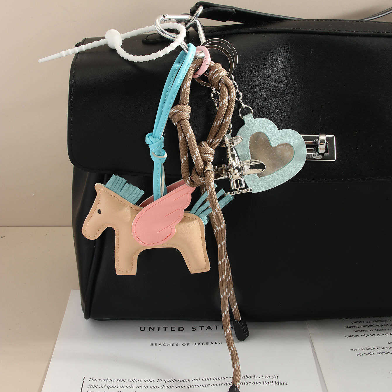 Little Pegasus Bag Pendant Airplane Keychain Strap Leather Bag Pendant Leather Pendant Decoration H250928