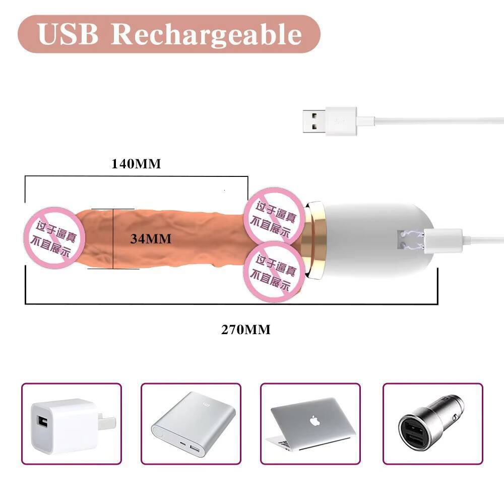 OEM Remote Control Vibration Large Size Heated Adult Sex Toy Automatic Telescopic Dildo Vibrator