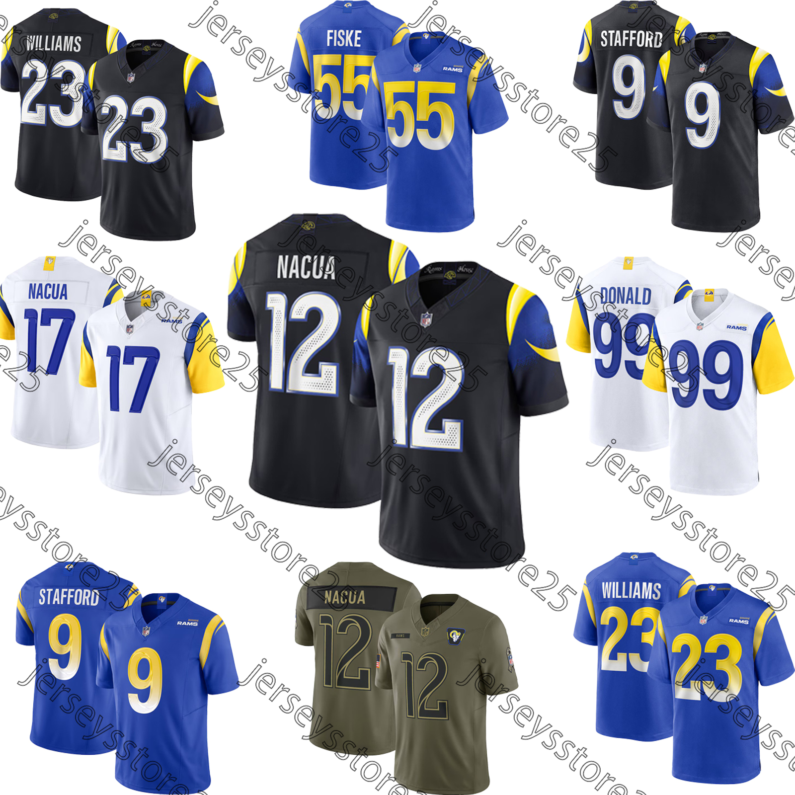 Tyler Higbee Football Jersey Puka Nacua Jared Verse Matthew Stafford Kyren Williams Davante Adams NateLandman Braden Fiske Kobie Turner Byron Young Ramss Jersey