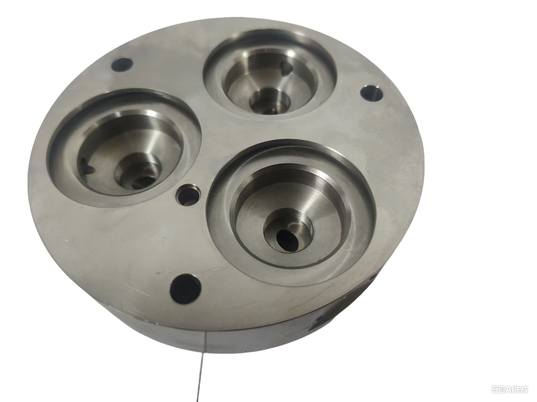 Common Tools Stainless Steel Precision Machined Circular Manifold with Multiple Cavities and Threaded Holes H06