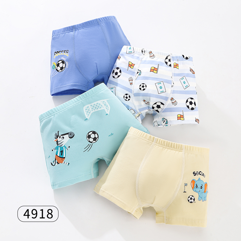 Children's Printed T-Rex & Friends Soft Fabric Briefs w/ Antibacterial Feature (Set of 4)-4918