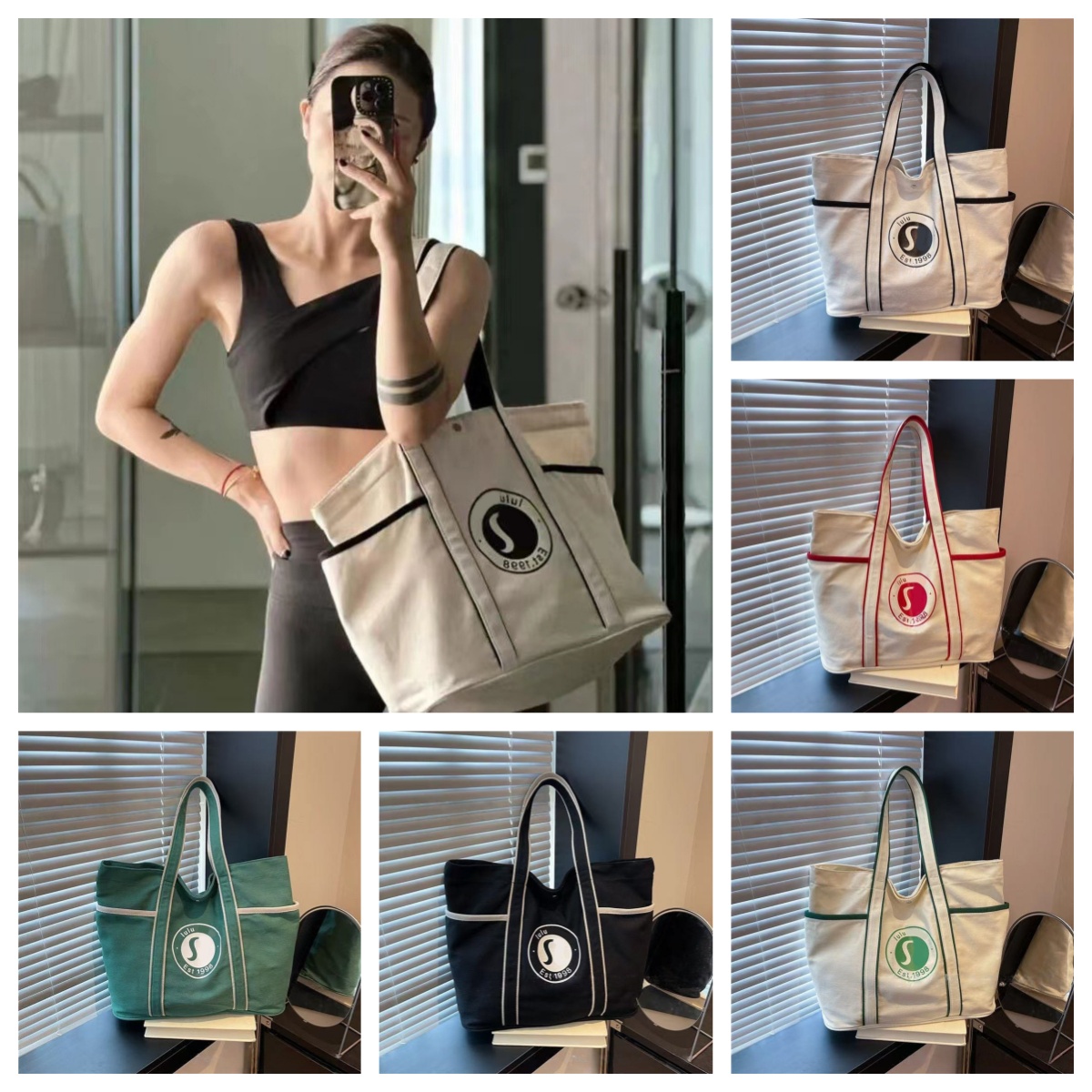 Designer Yoga Canvas Minimalist Daily Casual Commuting Shoulder Bag Shopping Tote