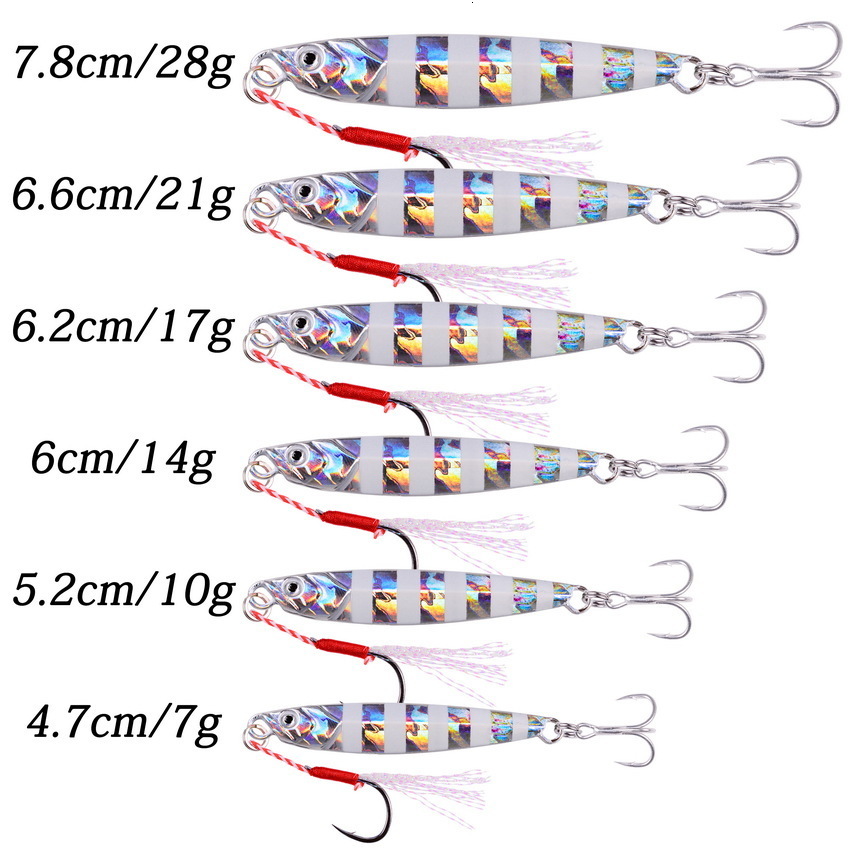 10PCS Casting Metal Jigs Fishing Lures Set 7G-40G Shore Cast Jigging Spoon Jig Sea Fishing Lures Jigging Artificial Bait Tackle 240315