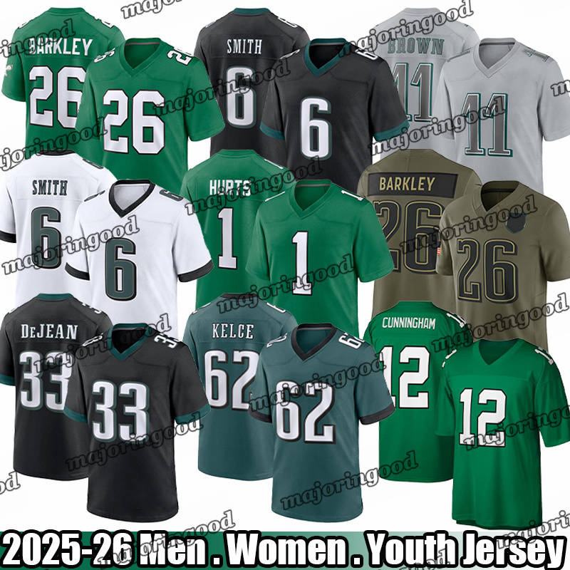 #26 Saquon Barkley Football Jersey #1 Jalen Hurts DeVonta Smith AJ Brown Jalen Carter Dillon Dawkins Quinyon Mitchell Goedert Cooper DeJean Jihaad Campbell jerseys