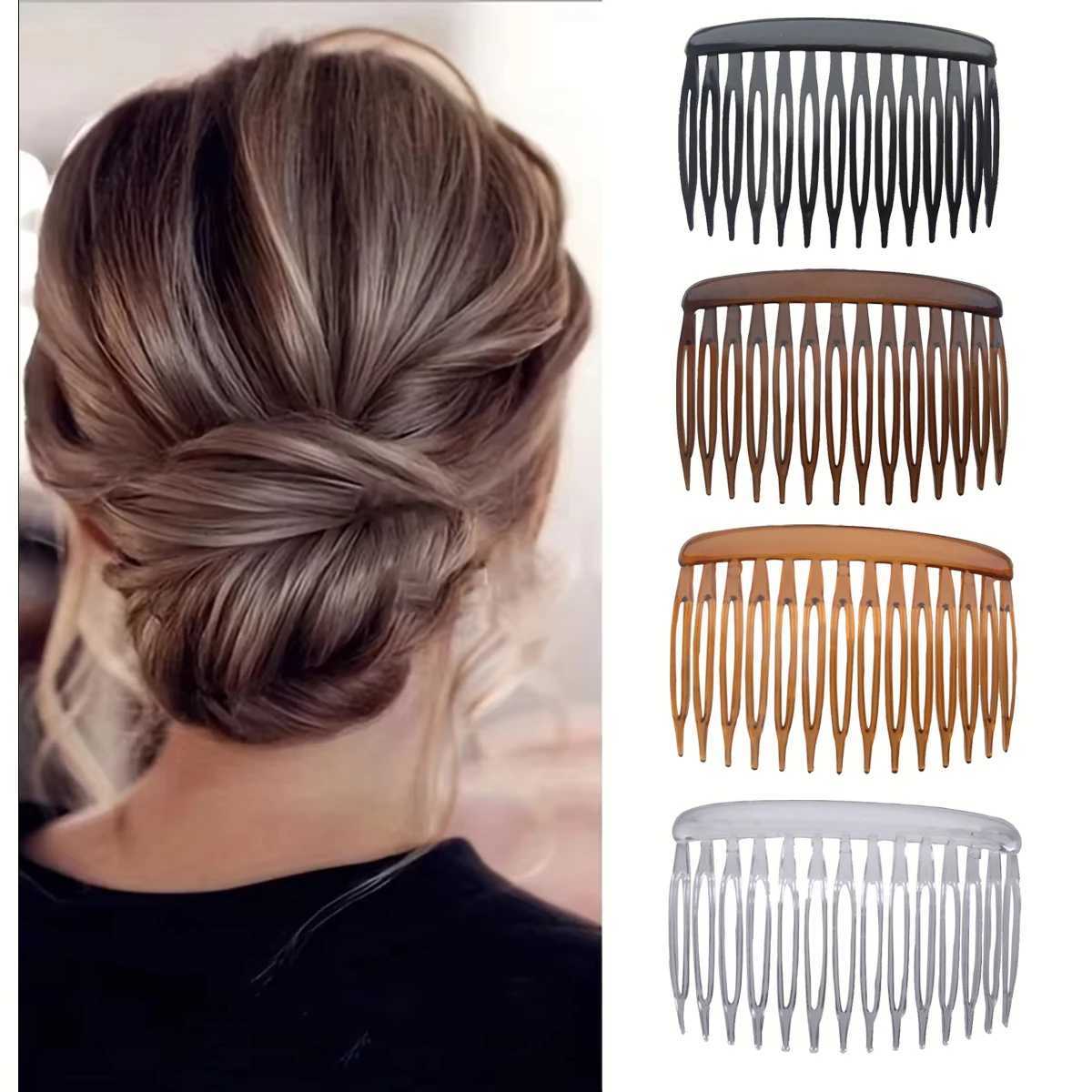 4Pcs French 14 Teeth Hair Comb Hair cessories Straight Teeth Hair Clip Hair Side Comb Bridal Wedding Veil Comb Retro Effect L2509283CW1