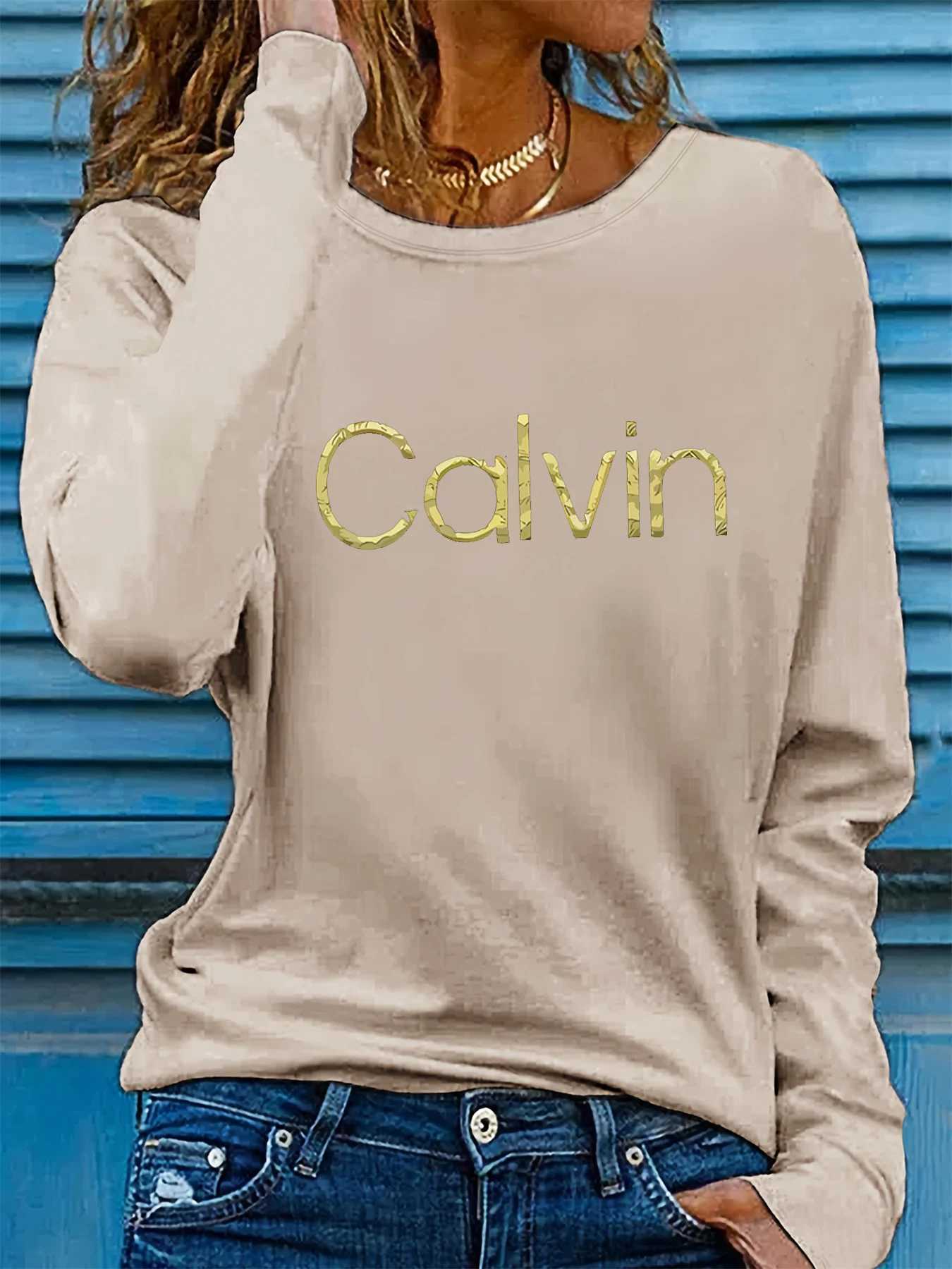 Women's luxcury Spring/Autumn 100% Cotton Looped Pullover Sweatshirts with Large Print Design
