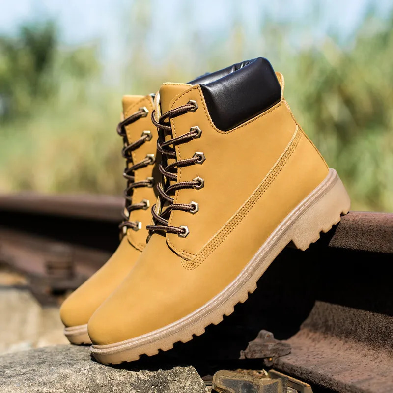Winter boots men shoes warm plus fur winter snow boots work shoes men pu leather laceup ankle boots men plus size 250929