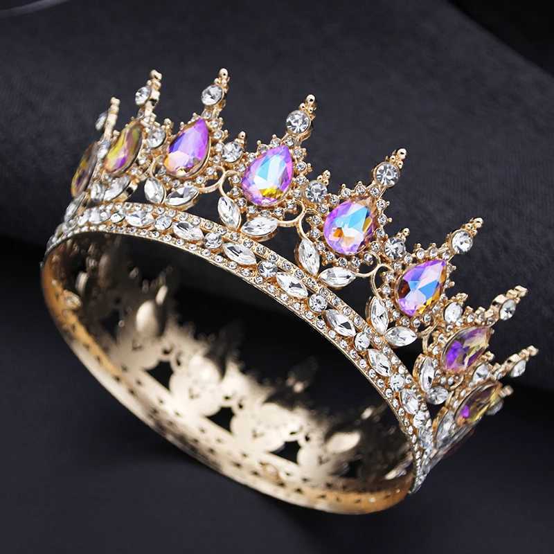 Royal Queen King Tiaras and Crowns for Women Princess Prom Wedding Party Full Round Diadem Bridal Hair Jewelry cessories L25092810T6