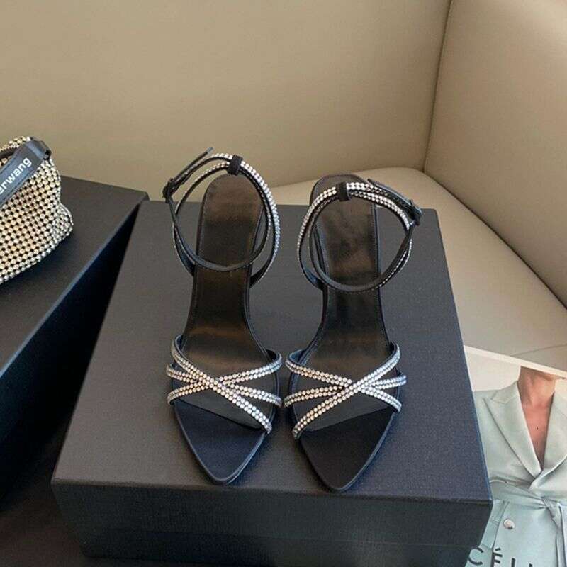 2025 New Fashionable Super Fairy Style Sexy Rhinestone Thin Designer Shoe Strap High heel Sandals for Going Out