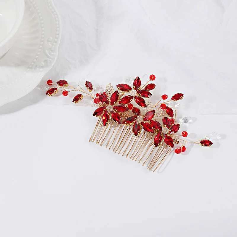 Red Crystal Hair Comb Wedding Hair cessories For Women Fashion Alloy Hairpin Clip Bride Hair Jewelry Marrige Tiaras Gifts L250928SPBZ