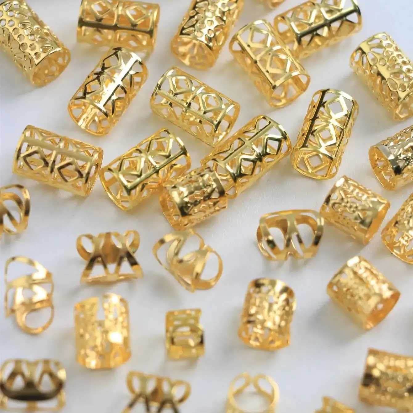 50pcsset Mixed Hair Rings Set Dreadlocks Beads Hair Braid Rings Clips Dread Locks Hair Braiding Cuffs Decorationcessories L250928PPN6