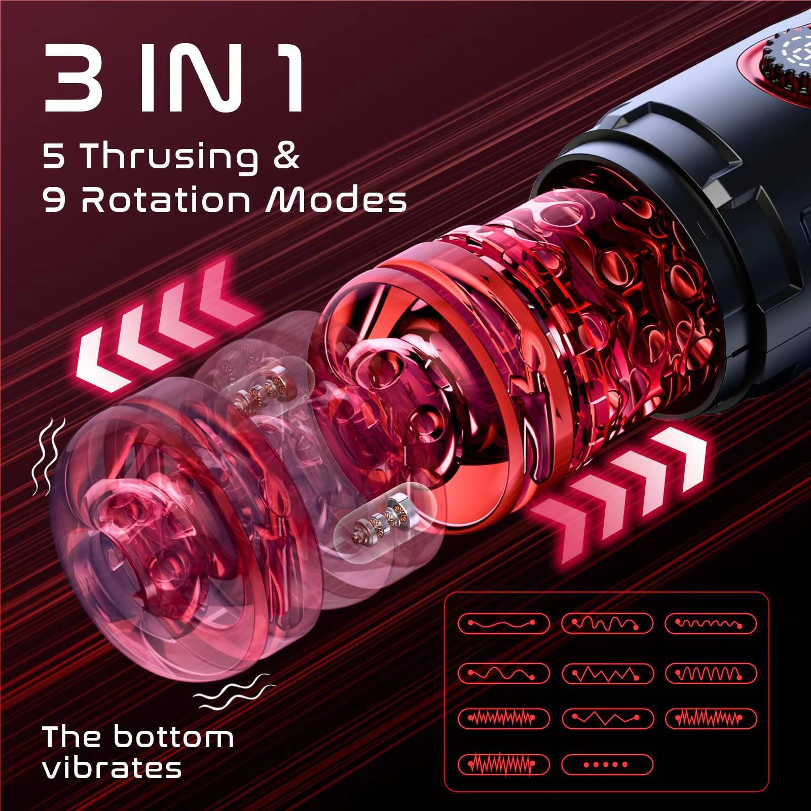Adult Toy Stroker Vibrator Handsfree Sex Machine Thrusting Rotating Male Masturbation Cup Devices with Mobile Phone Holder