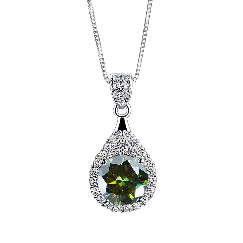 Moissanite necklace designer necklace for women Water Drop Shape Moissanite Necklace 1 CT Colorful Moissanite Necklace Collarbone Chain