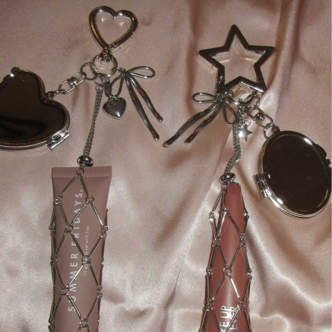 New Stainless Steel Mesh Keychain Pendant Diy Bag Pendant Makeup Bag Decoration Accessories H250928