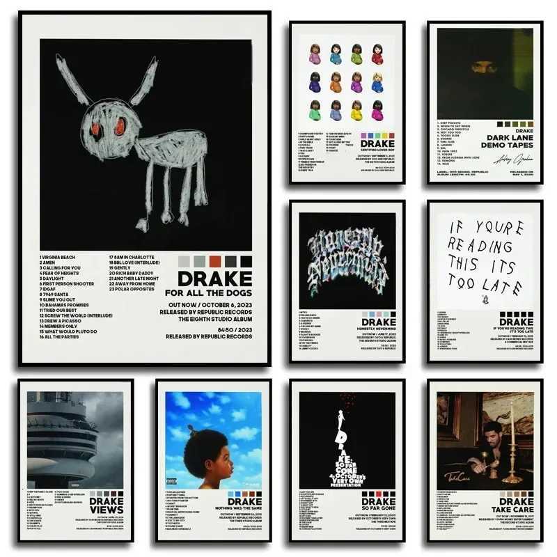 Poster Prints New Drake Views Take Care Her Loss Dogs Music Album Cover Canvas Painting Wall Art Picture Living Room Home Dec D250928