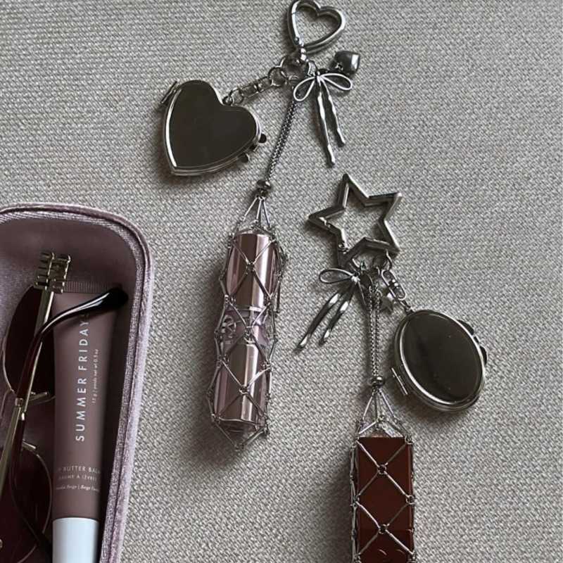 New Stainless Steel Mesh Keychain Pendant Diy Bag Pendant Makeup Bag Decoration Accessories H250928
