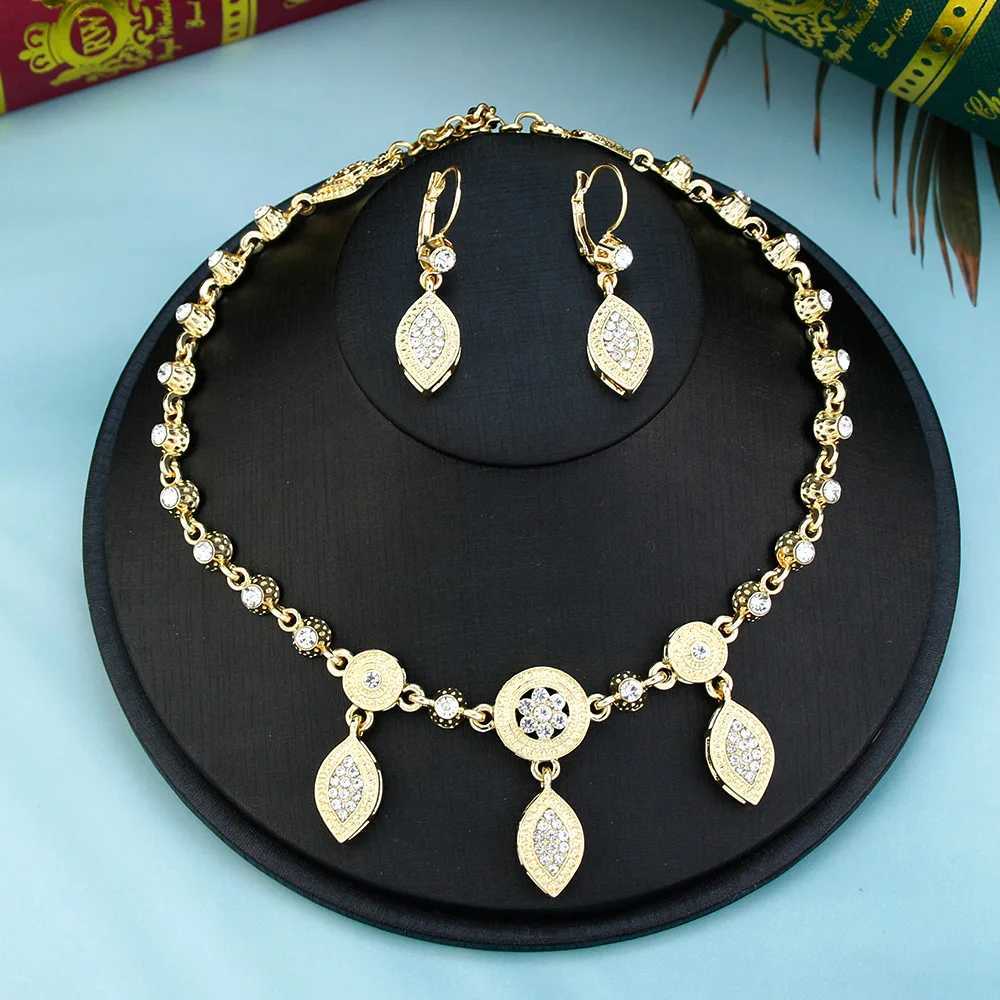 Sunspicems Gold Color Algeria Hair Chain Bride Wedding Jewelry Sets Crystal Head Chain for Women Forehead Chain Hair Jewelry L250928UGNQ
