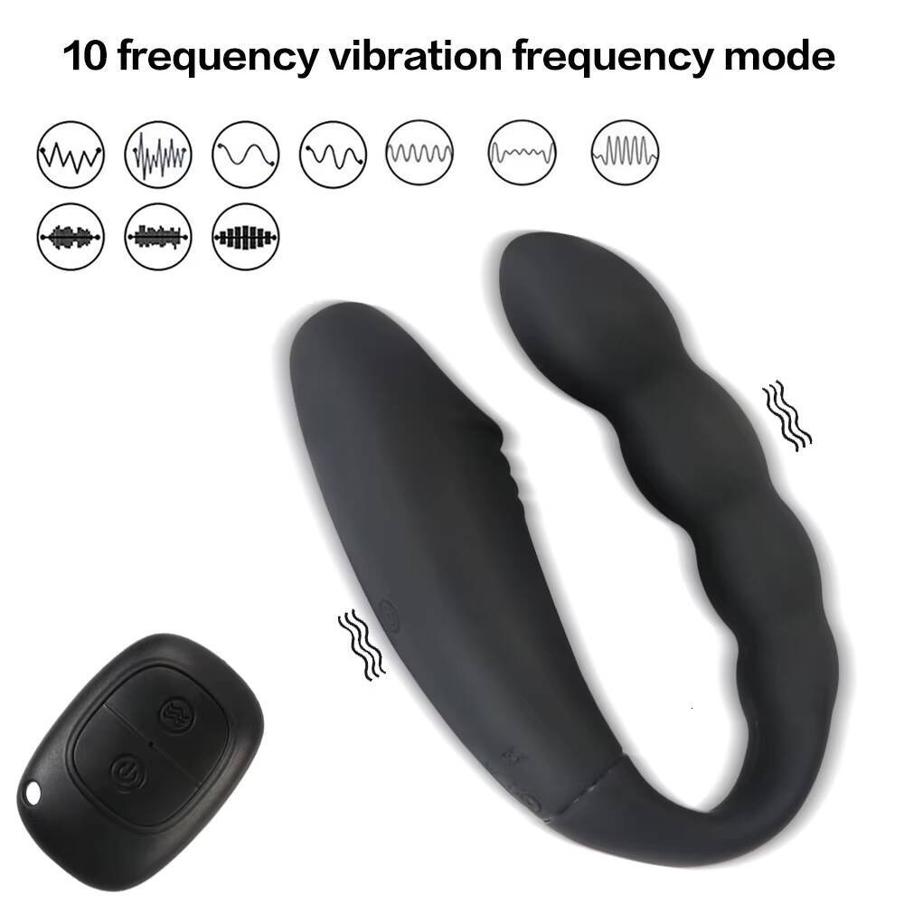 Ushaped Doubleended Vibrator Simulated Selfpleasuring Silicone Bead Anal Plug Remote Control Vibrating Egg