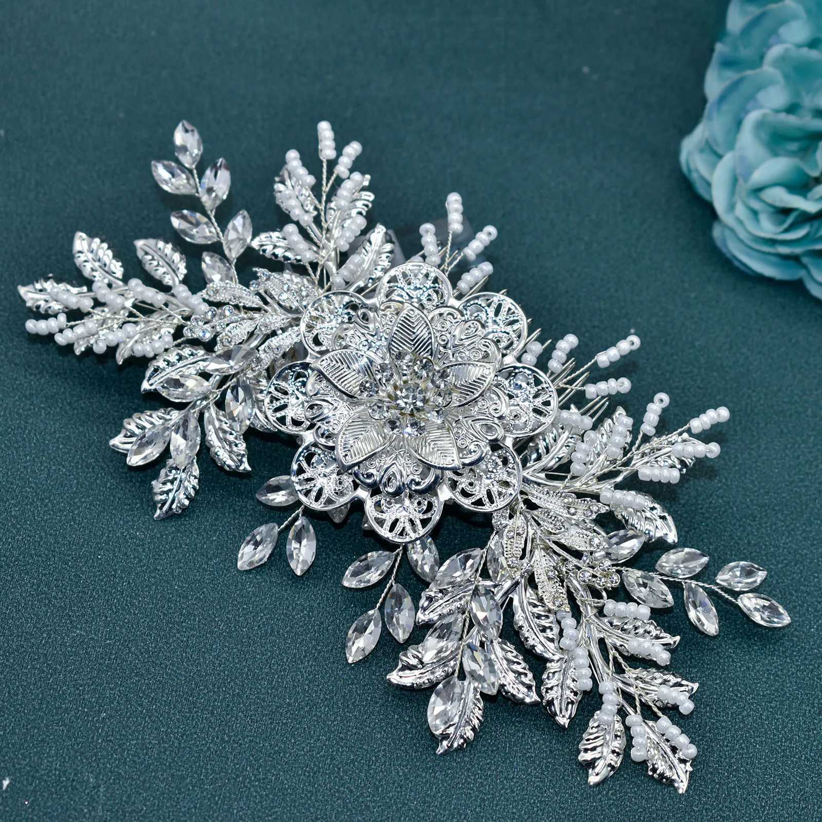 DZ099 Handmade Women Tiara Leaves Wedding Hair Comb Vintage Bridal Hair cessories Shiny Rhinestones Flower Bridal Hairpins L250928V2MB