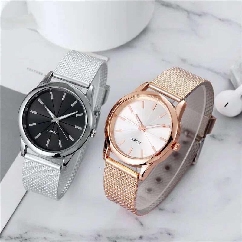 2024 Womens Gold Black Watch Magnetic Stainless Steel Mesh Band Montre Femme Wristwatches Relogio Feminino Reloj