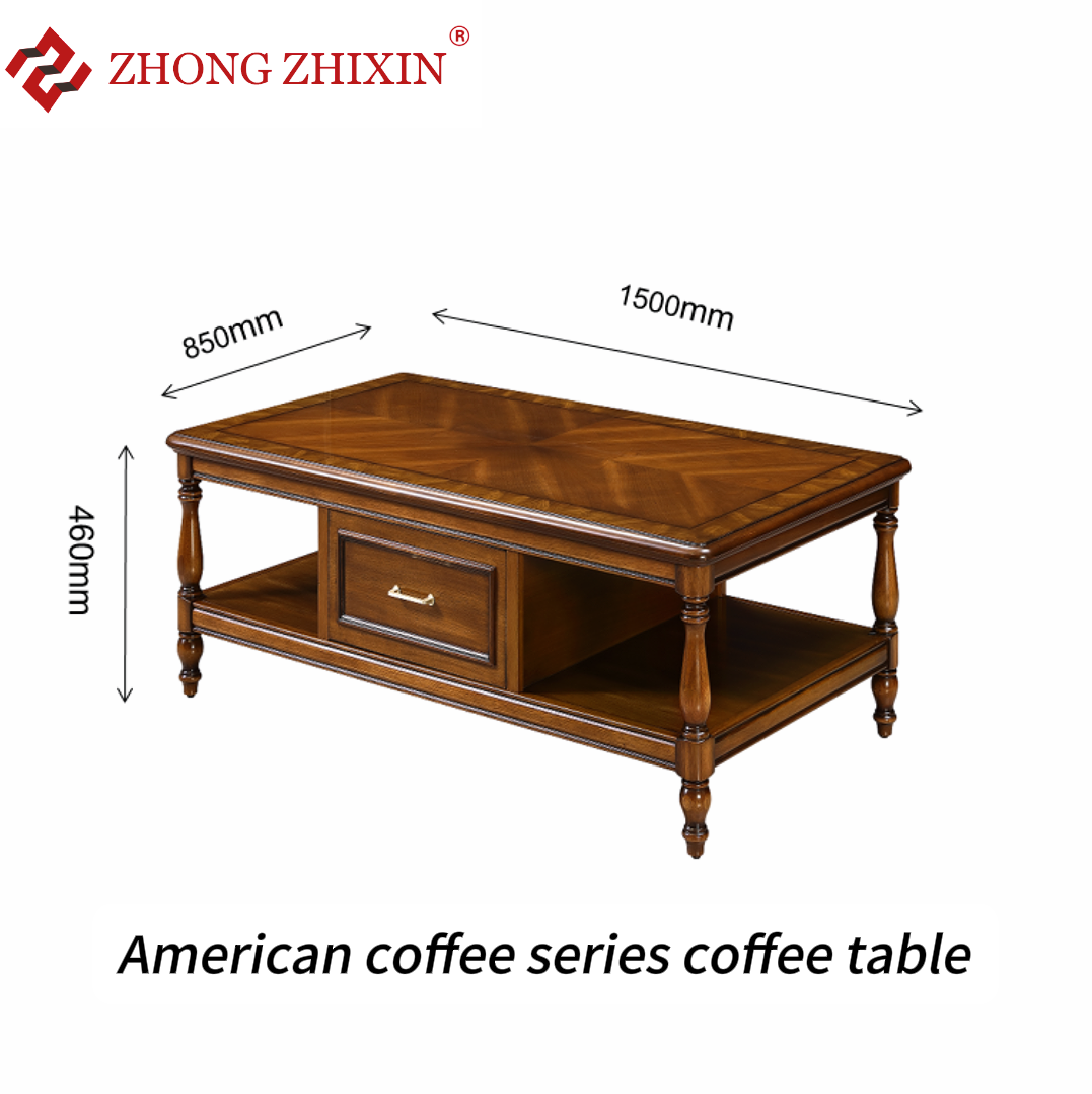 Zhongzhixin Luxury Leather Sofa Designer Coffee Table Set, American Style 3-Seater Sofa with Genuine Leather, Rectangular Table for Living Room, Dark 