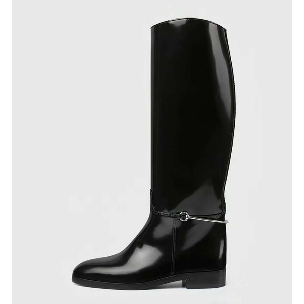Large Size Low Heel High Round Head Autumn And Winter New Equestrian Knight Show Flat Women s Boots
