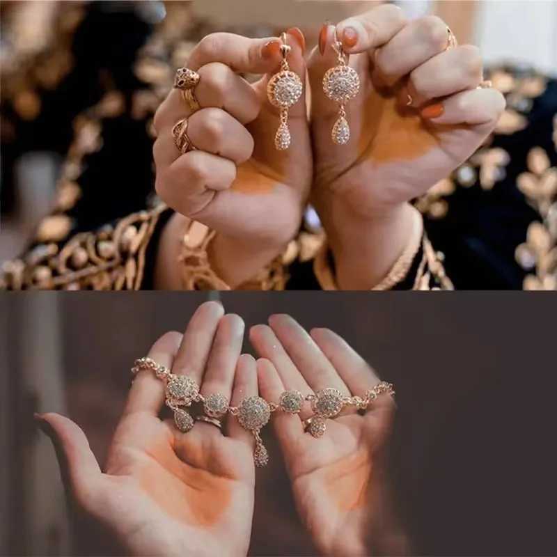 Sunspicems Gold Color Algeria Hair Chain Bride Wedding Jewelry Sets Crystal Head Chain for Women Forehead Chain Hair Jewelry L250928UGNQ