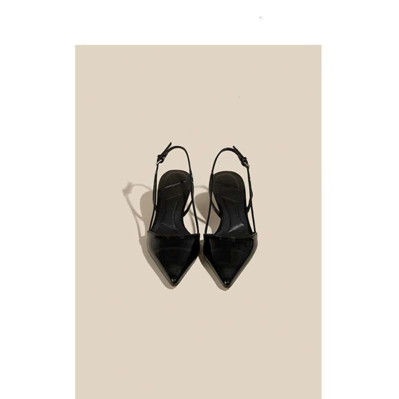 French Style Designer Shoe heelegant Kitten heel Backless Single Shoes 2025 New Pointed Toe Black Sandals Niche Professional High heels for Women