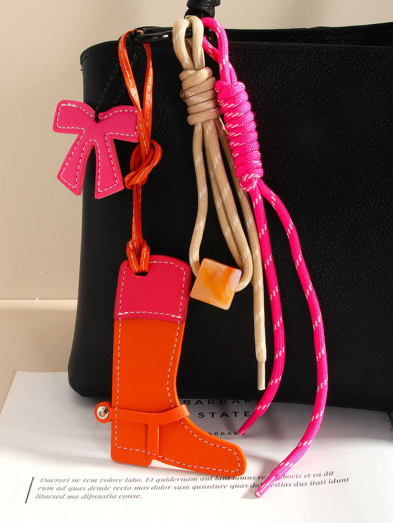 Cowboy Color Block Boots Bag Pendant Bowknot Beaded Bag Decoration H250928