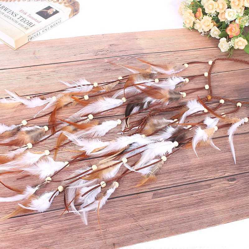 2023 New Fashion Boho Feather Headband for Women Festival Hair cessories Peock Feather Turban Ladies Adjust Hairband jewelry L250928GBMK