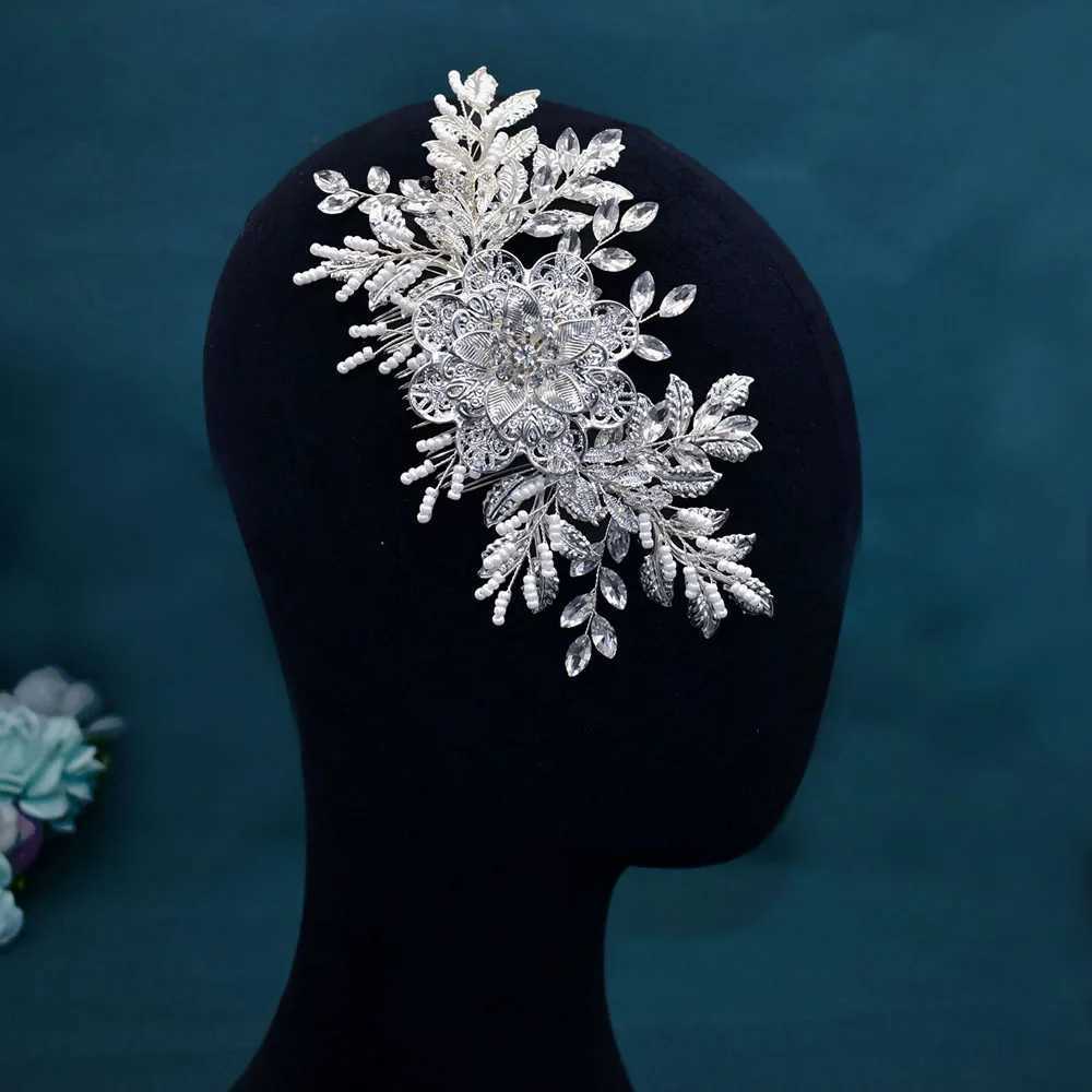 DZ099 Handmade Women Tiara Leaves Wedding Hair Comb Vintage Bridal Hair cessories Shiny Rhinestones Flower Bridal Hairpins L250928V2MB